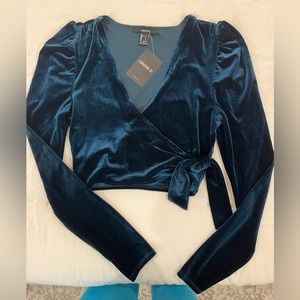 Forever 21 Velvet Tie Wrap Top
